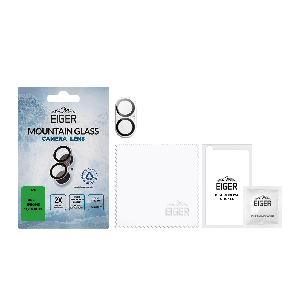 iPhone 16 / iPhone 16 Plus 3D Kamera Panzer Glas aus Recycelten Materialien (EGSP00983)