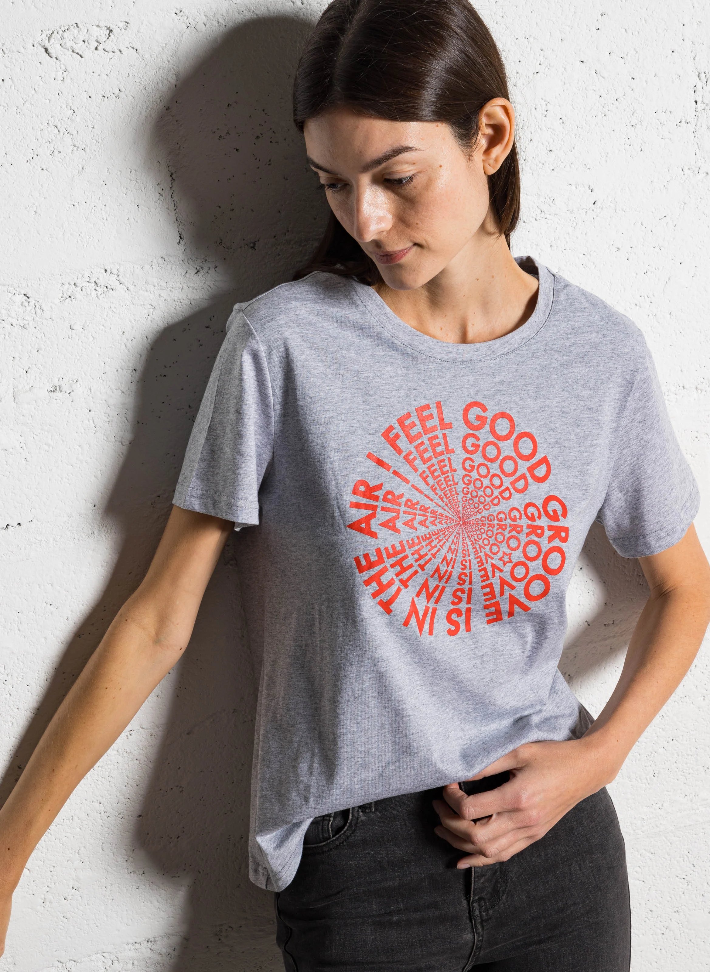 TROOVE - Tee-shirt droit sérigraphié en coton | Gris