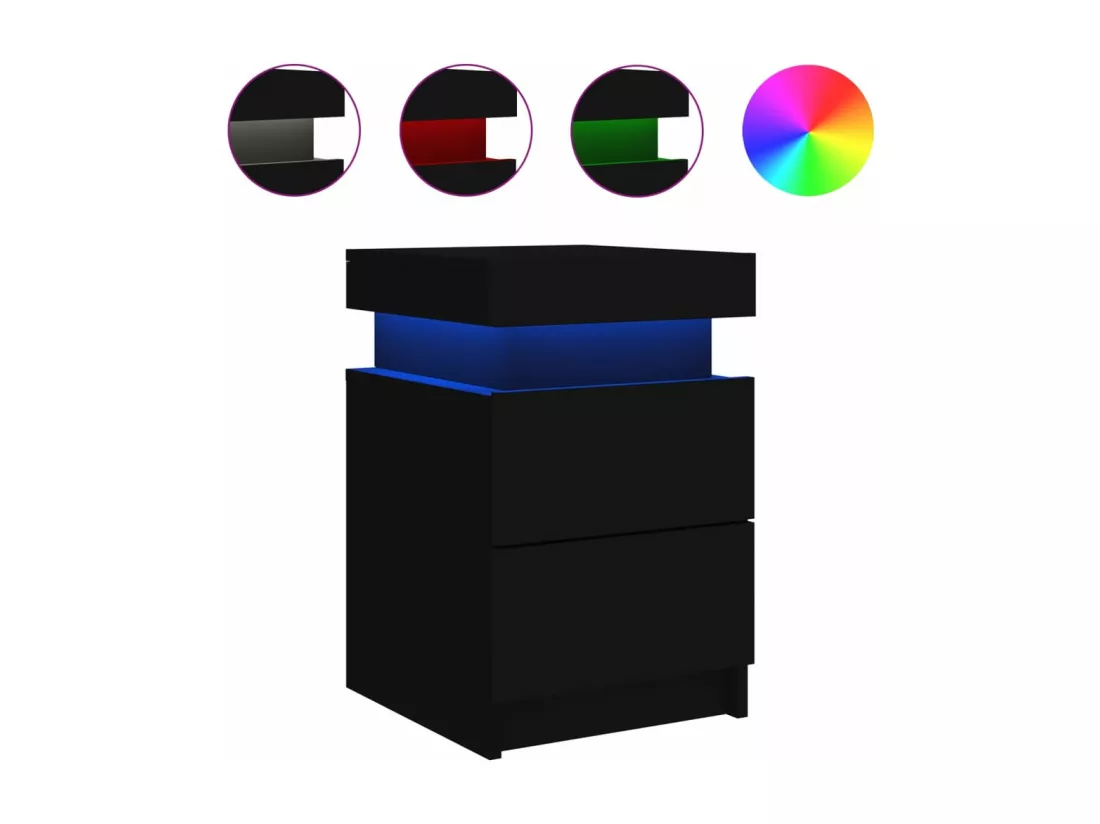Table de chevet avec lumières LED noir 35x39x55 cm