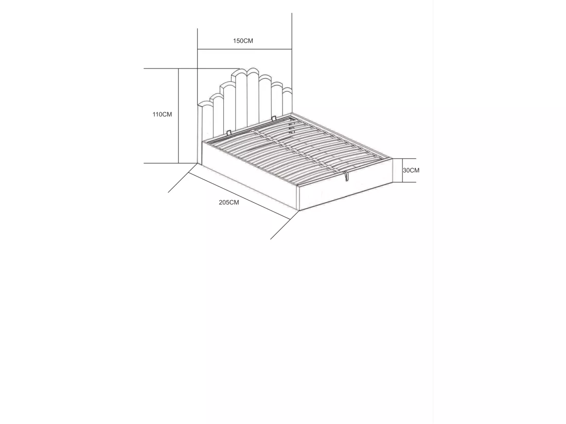 Lit coffre 2 places 140x190 cm doha velours moka