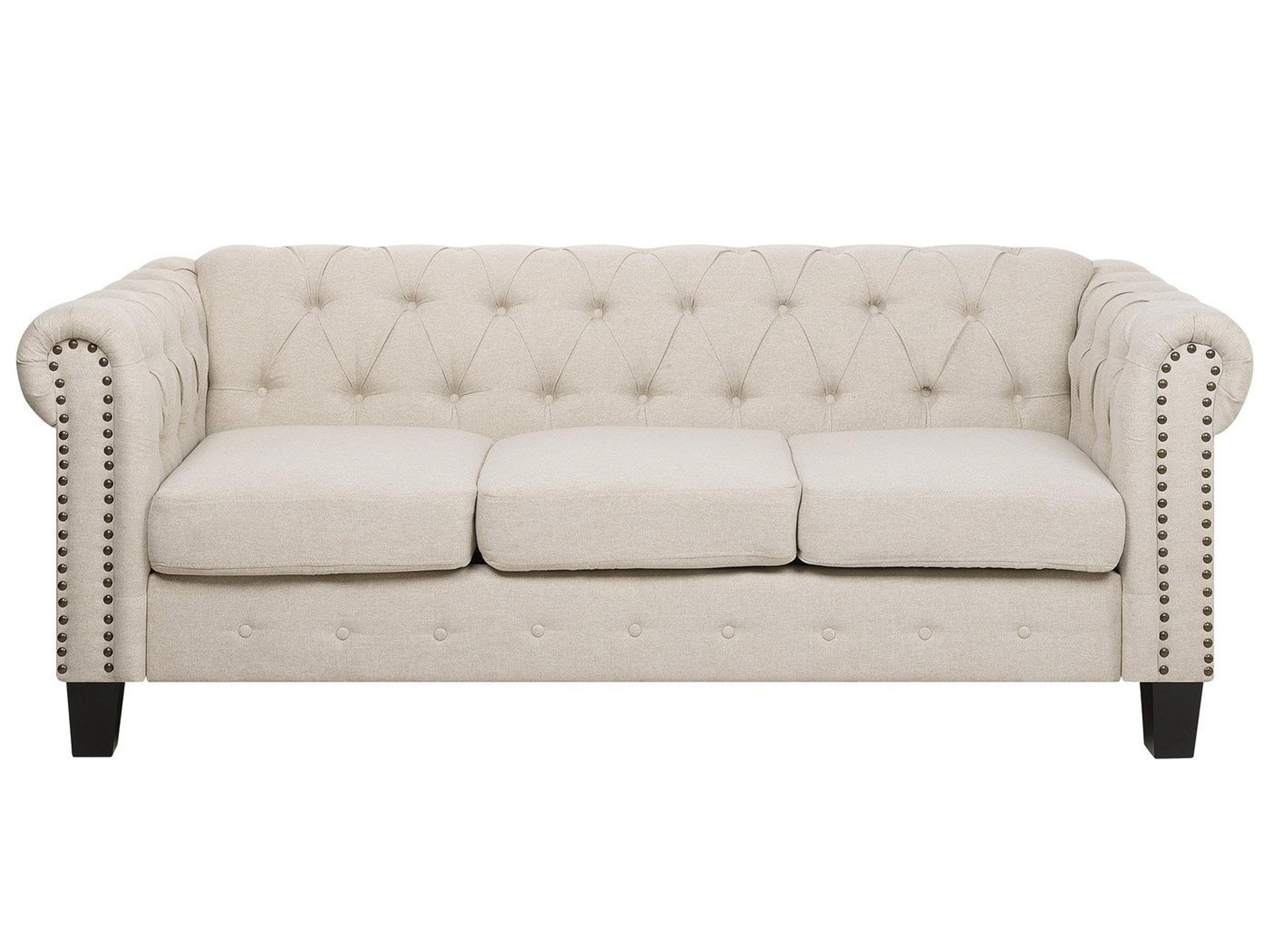 Bank 3-zits CHESTERFIELD Stof Beige