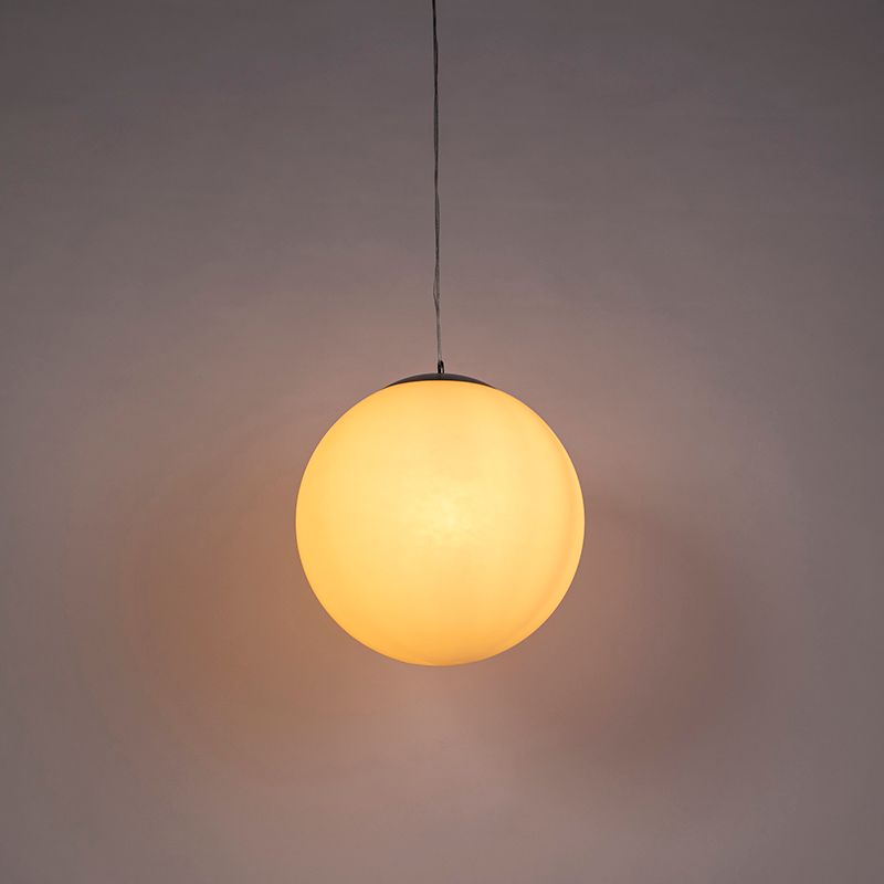 Smart scandinavische hanglamp zilver met opaal glas 50cm incl. Wifi A60 - Ball 50