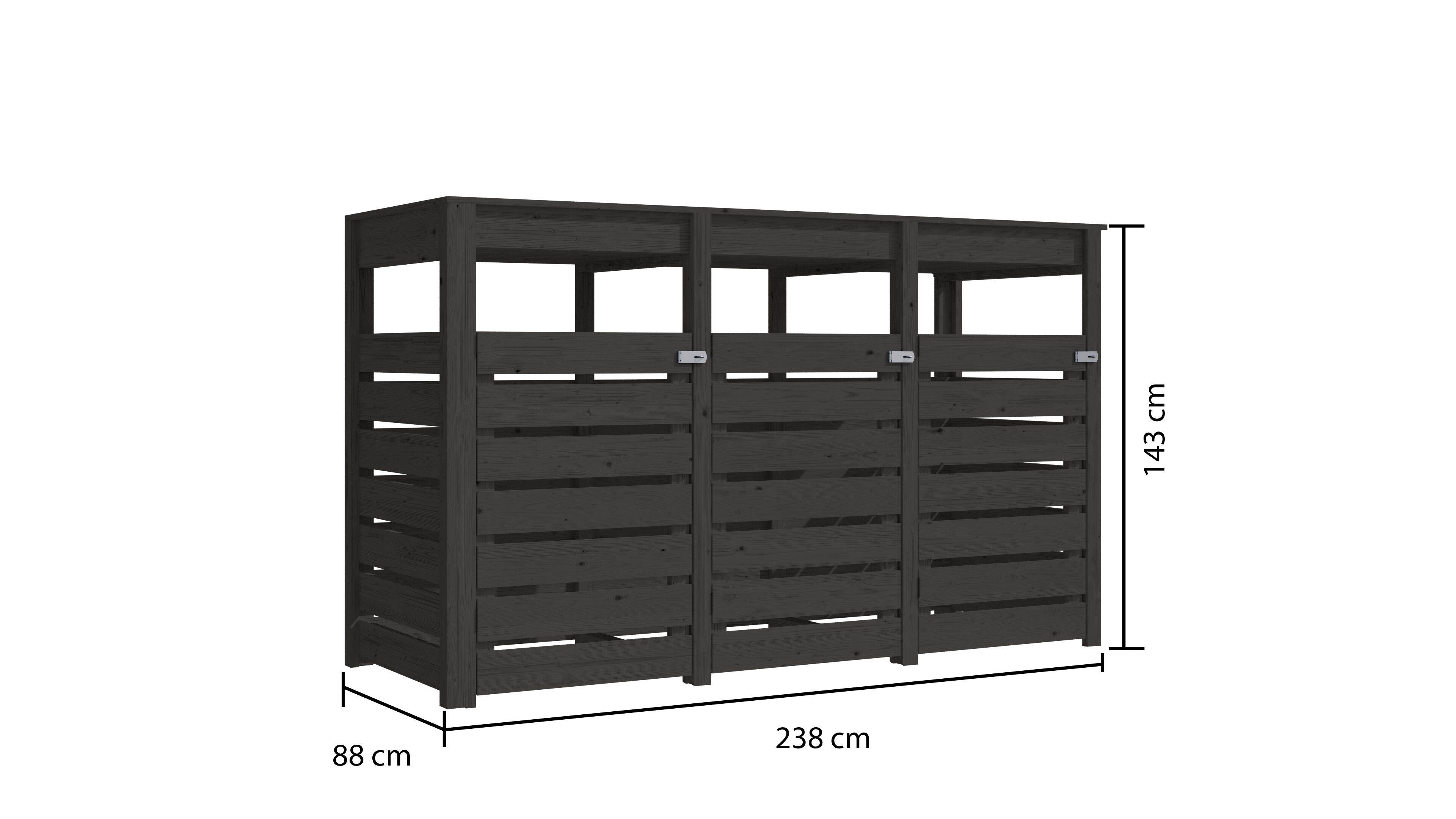 Karibu Mülltonnenunterstand für 3 Mülltonnen Anthrazit Mülltonnenbox Gartenbox 238x143x88 in cm (BxHxL)