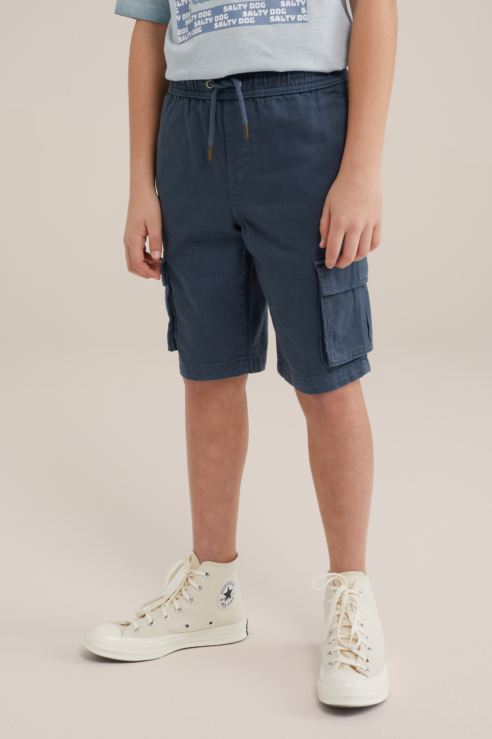 Jongens short met cargozakken Blue Ridge Grijsblauw