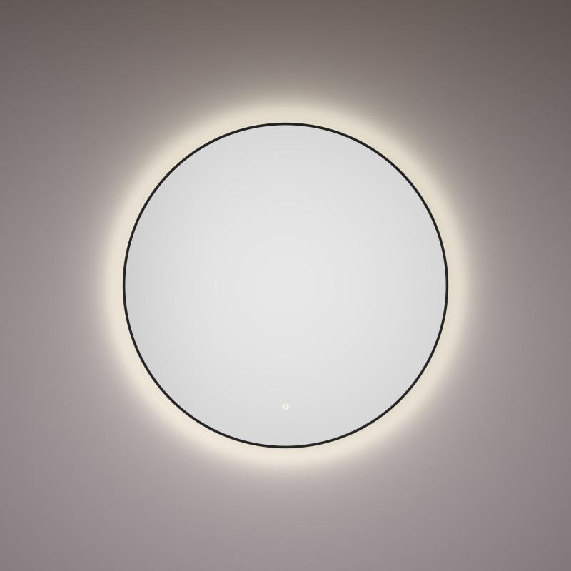 Hipp Design 13500 ronde spiegel 60cm matzwart met LED en spiegelverwarming