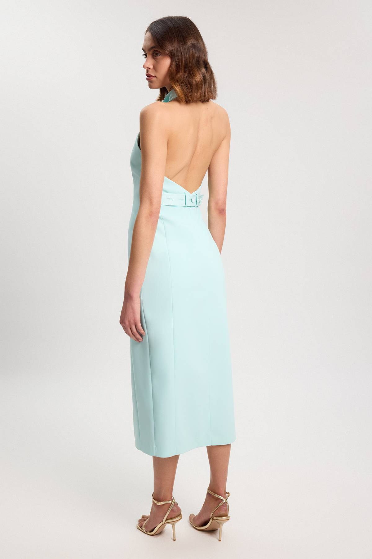 KarenMillen Robe Midi Ajustée Petite Avec Détail Dos Smoking En Satin