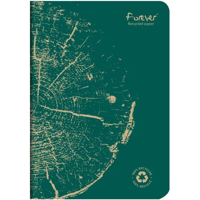 Carnet piqué FOREVER PREMIUM 100% recyclé A5 96 pages ligné papier recyclé blanc 90 g - Assortis