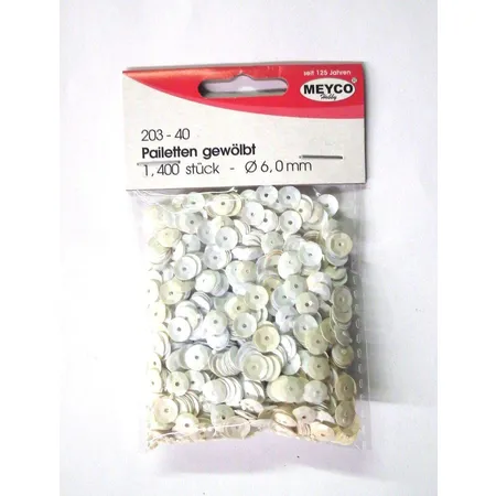 Meyco Pailletten weiß, 1400 Stück, 6mm, 15g