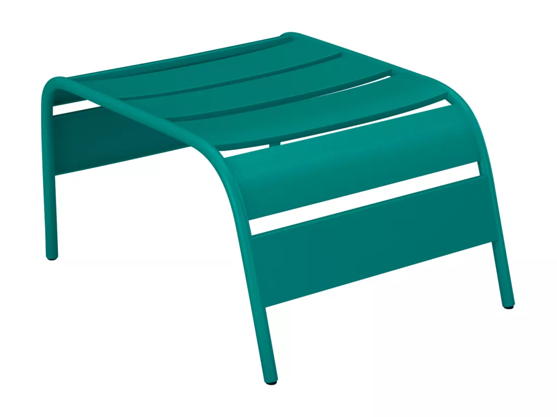 Fauteuil bas de jardin empilable + repose pied en métal - Bleu canard - MIRMANDE de MYLIA