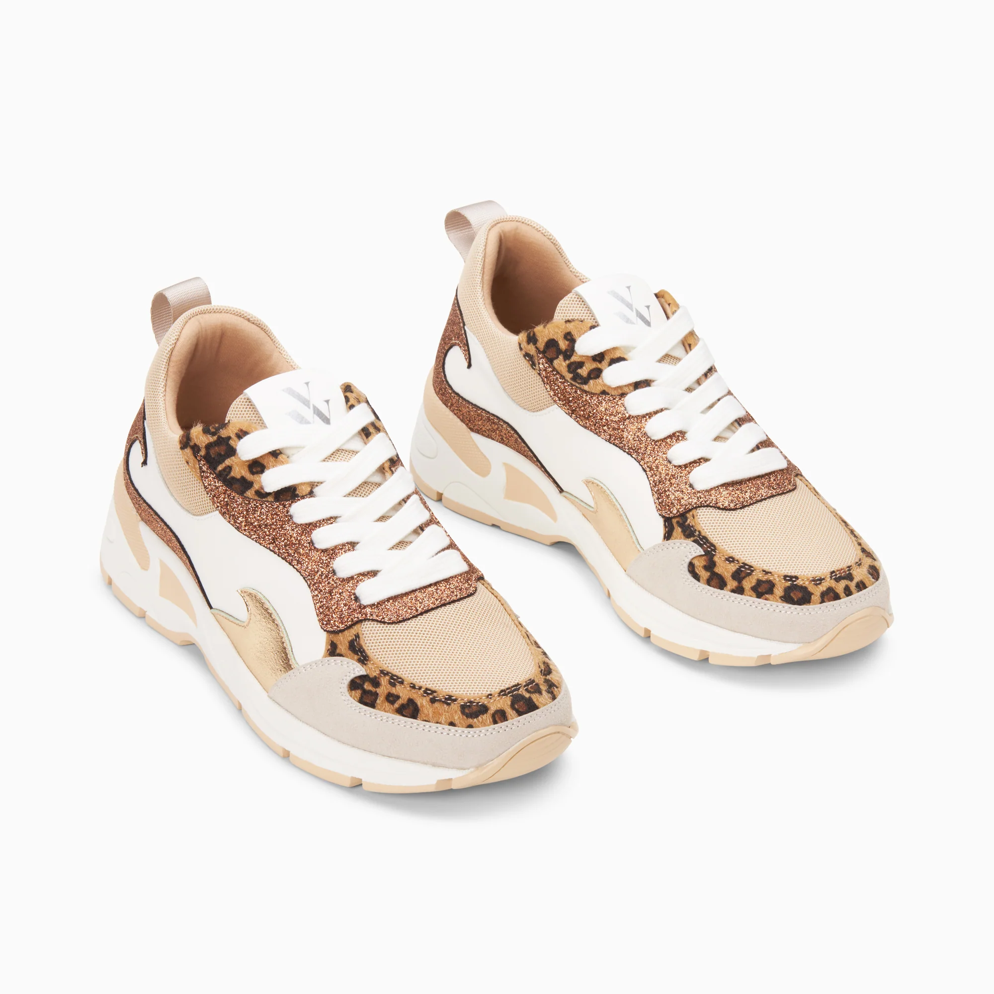 Sneakers-Baskets flamme Nora blanc et bronze