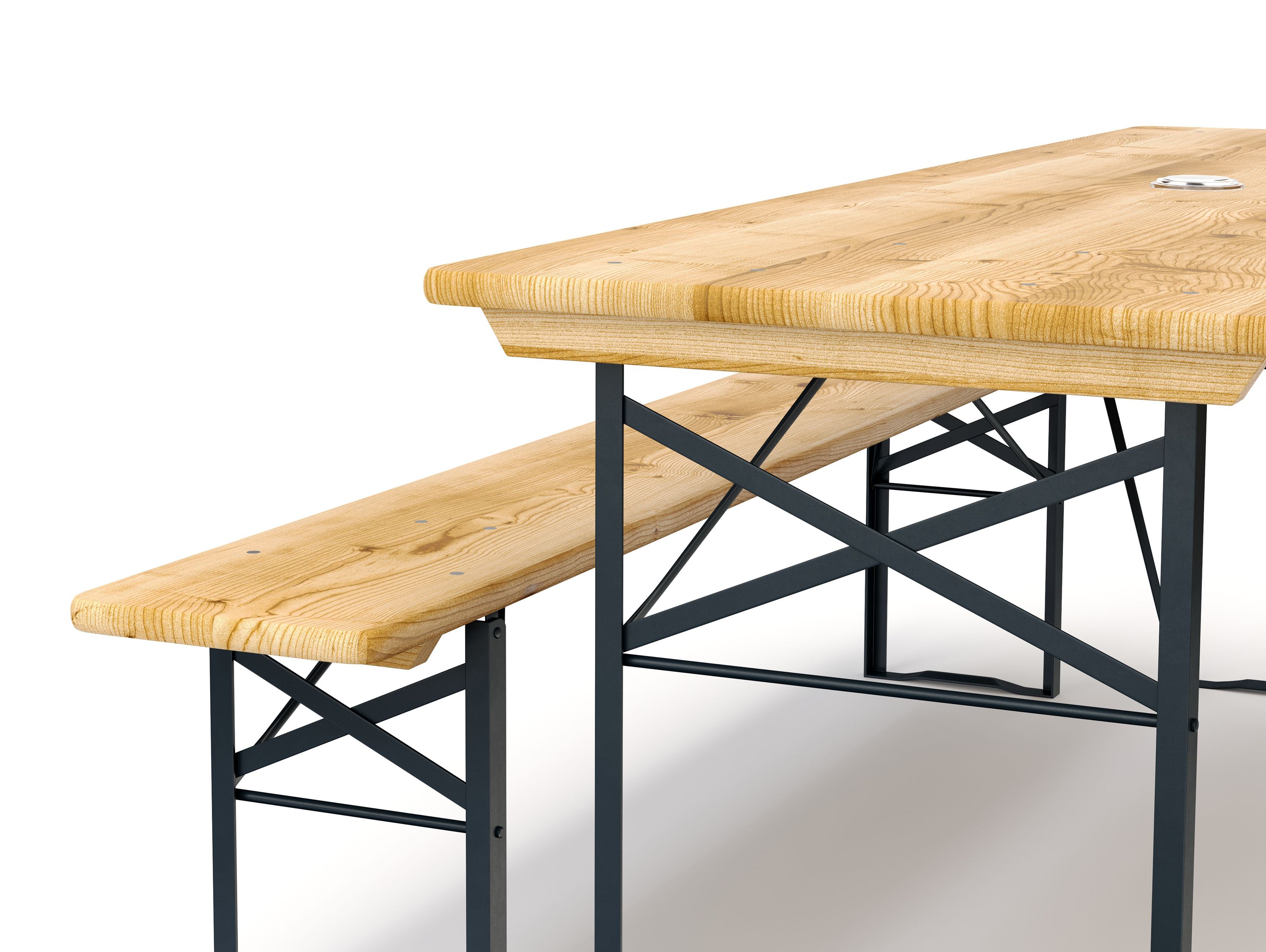 Festbank Bierzeltgarnitur mit Schirmloch 177 x 46/23 cm