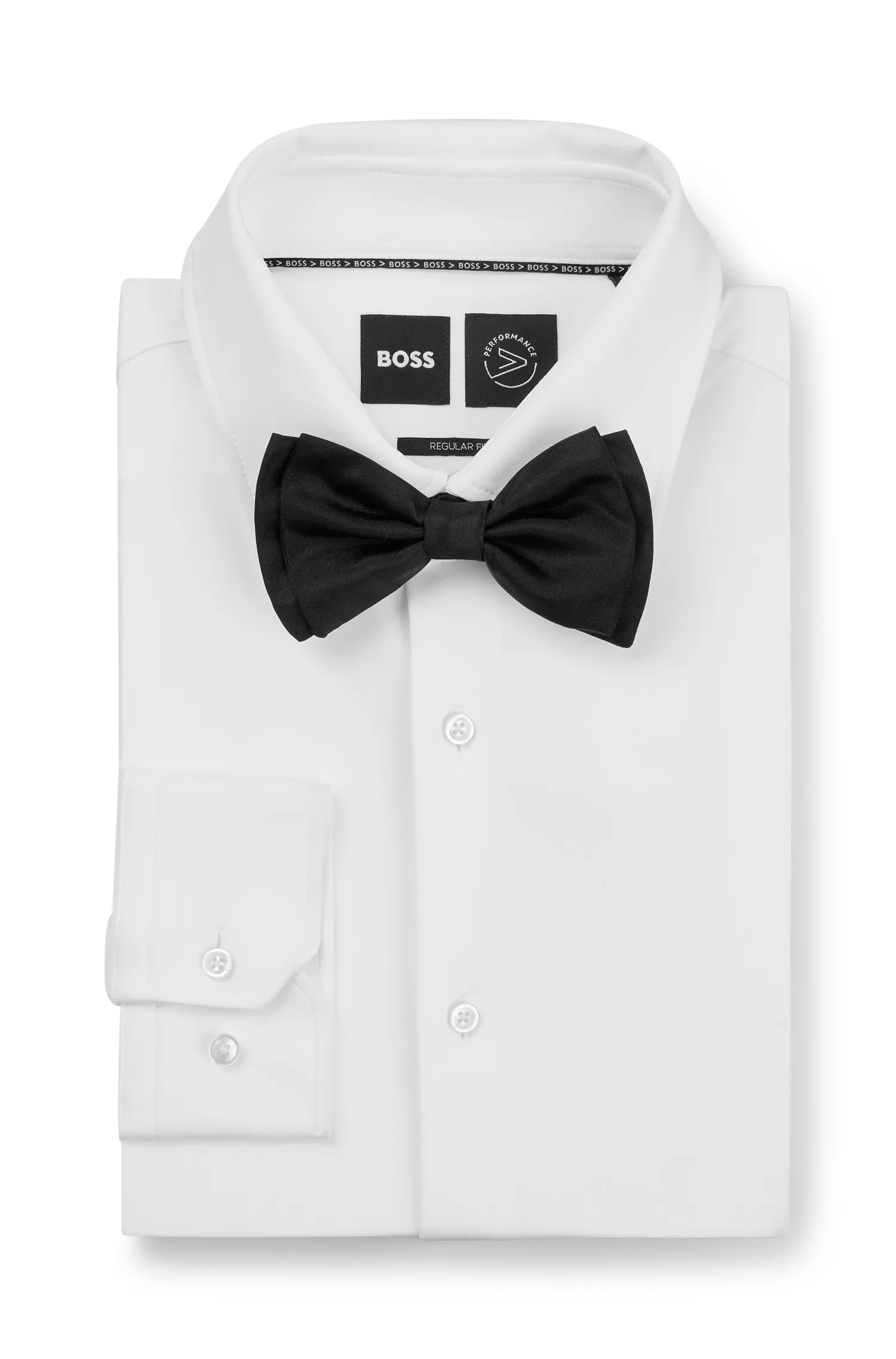 Conjunto de gravata borboleta e faixa de cintura BOSS em seda preta