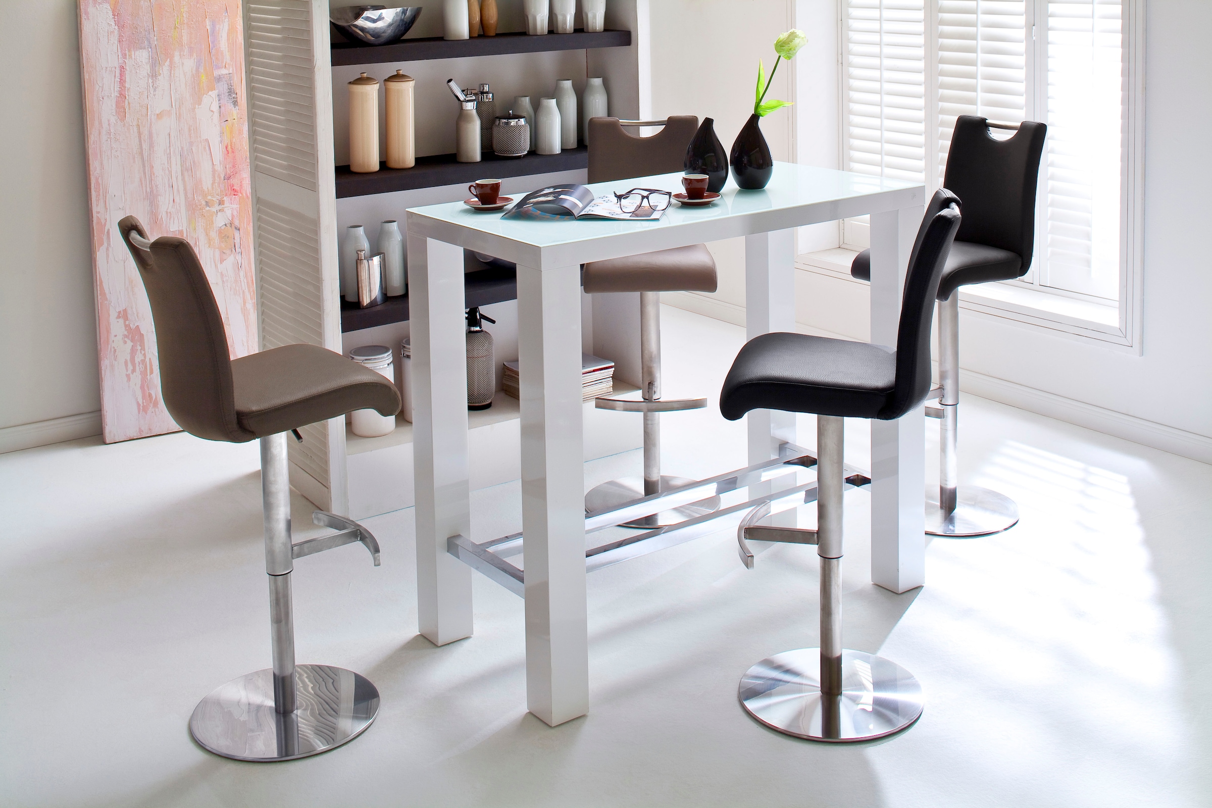 MCA furniture Bistrostuhl »ALESI Barstuhl Tresenstuhl Barhocker« () mit Rückenlehne, 360° drehbar, Sitzhöhe einstellbar von 56-81 cm