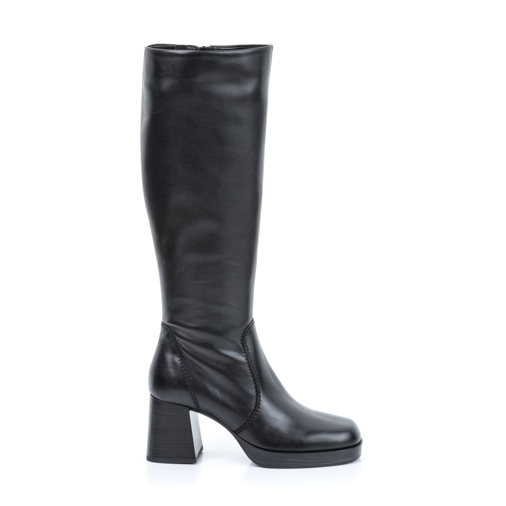 Bottes à talon Femme en cuir noir