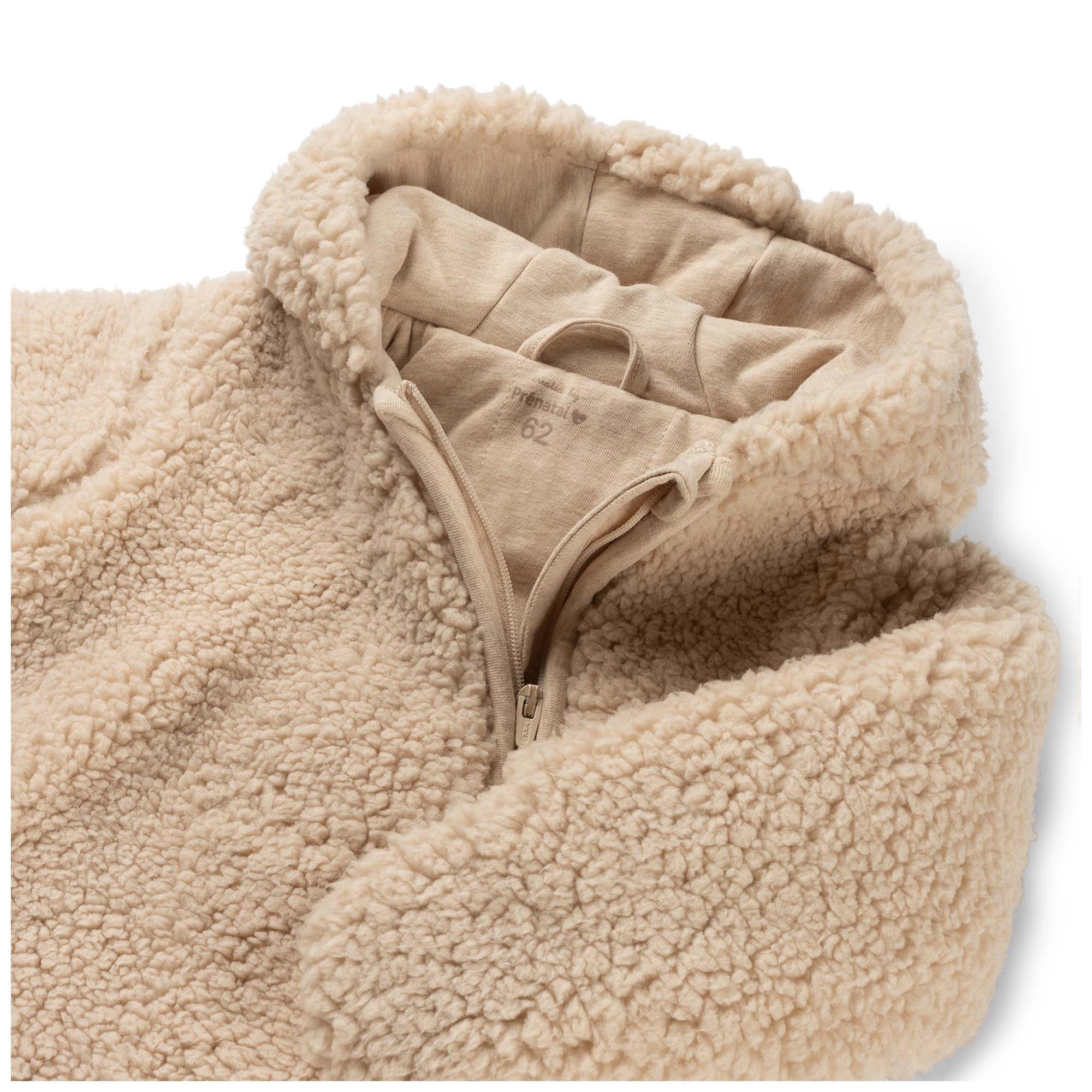 Prénatal newborn berenpak teddy lange mouwen effen beige