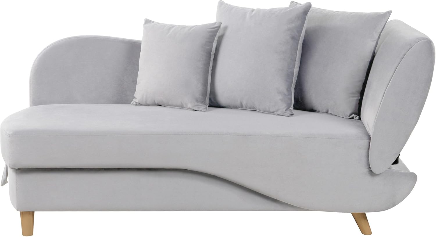 Beliani Chaiselongue Samtstoff grau rechtsseitig mit Stauraum Kissen modern Meri II