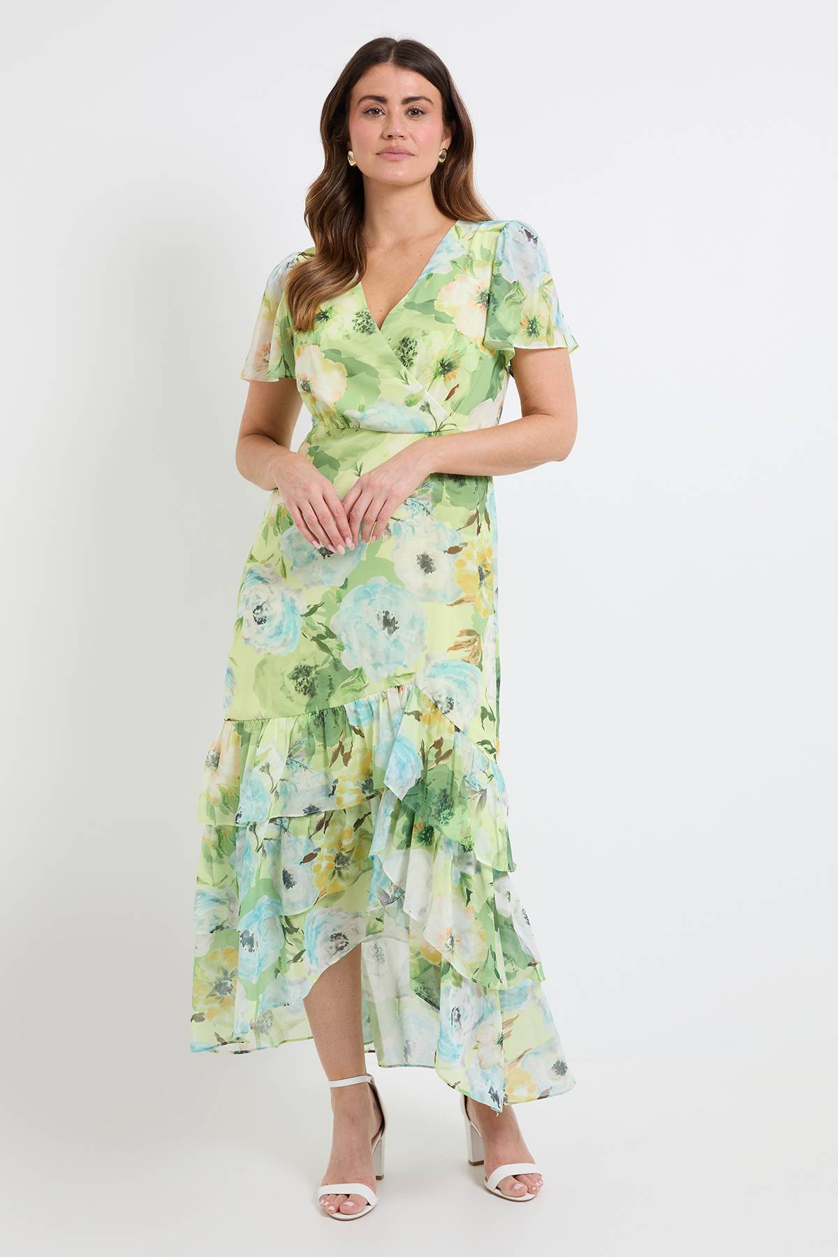 Wallis Robe Midi À Imprimé Floral Avec Ourlet À Volants