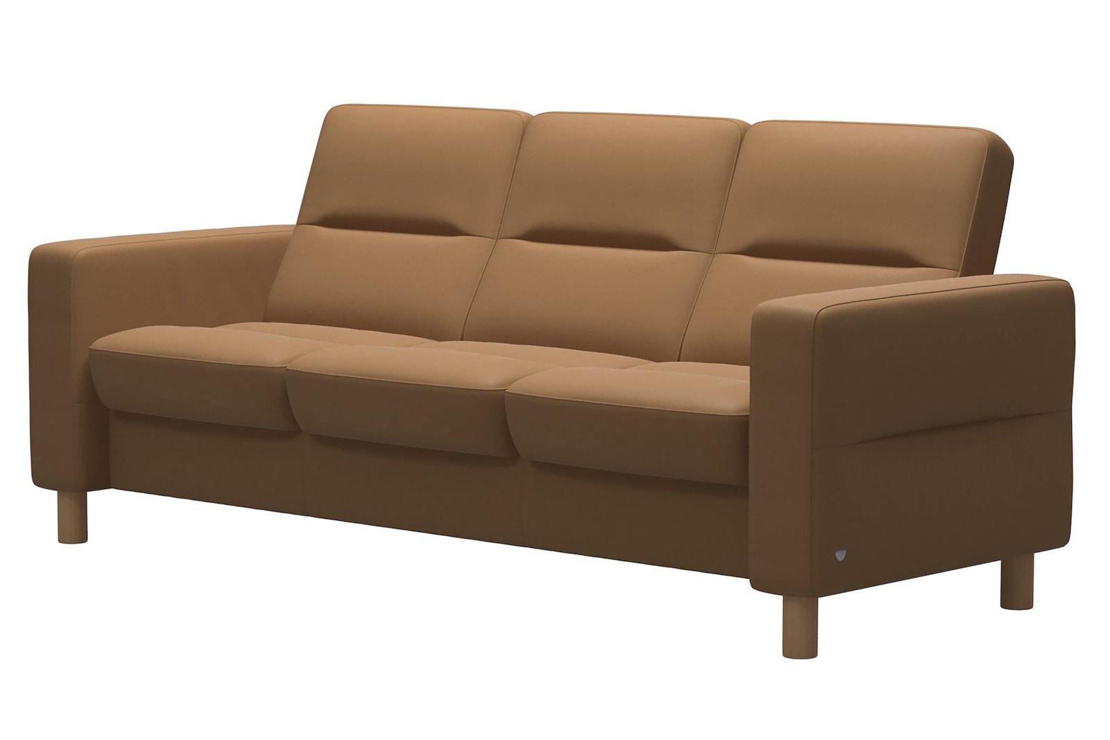 Wave 3-seter sofa 3-seter med lav rygg i hud Paloma Taupe. Runde ben 11 cm eik.