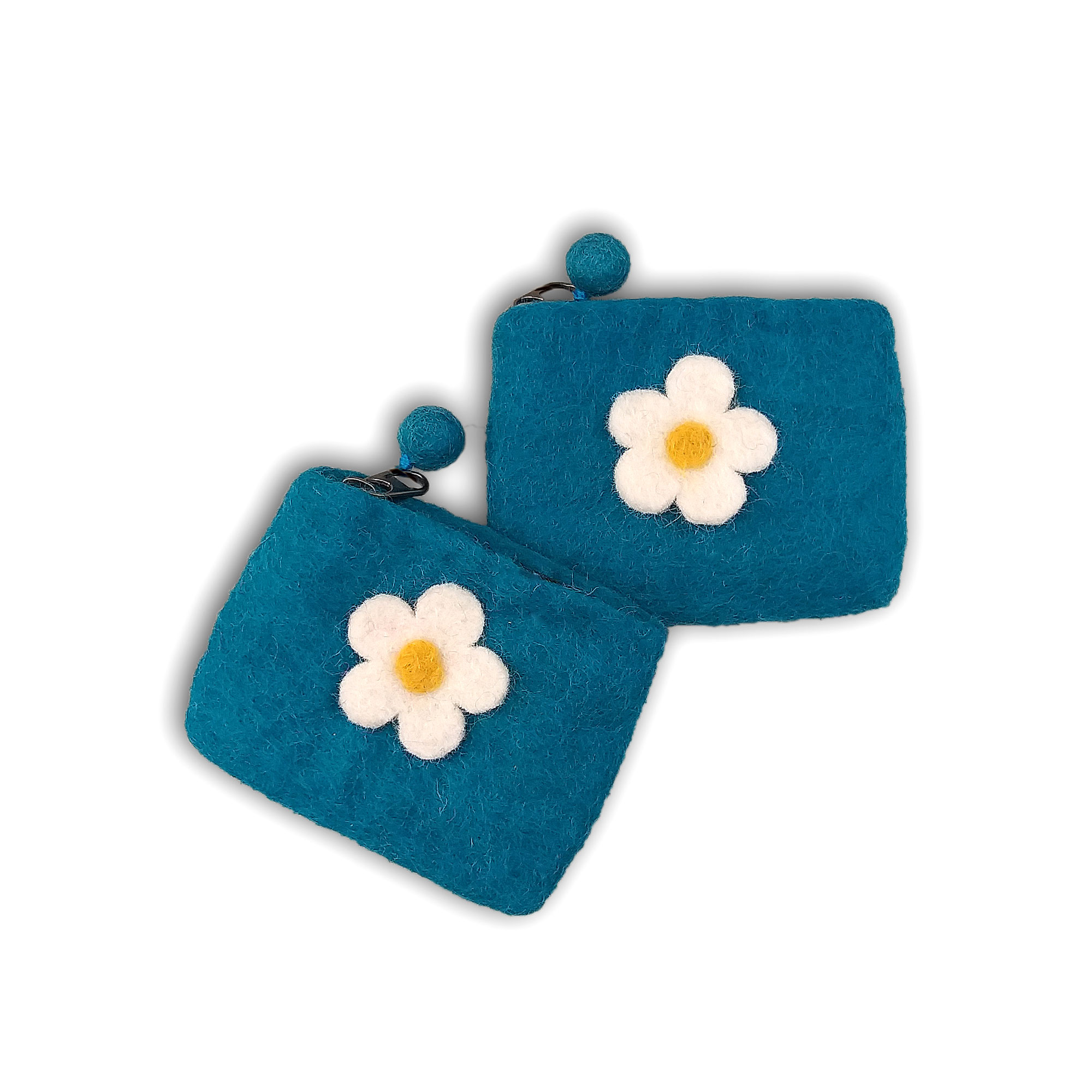 Filz-Etui 'Blüte' petrol, B 11 cm, H 8 cm günstig bestellen