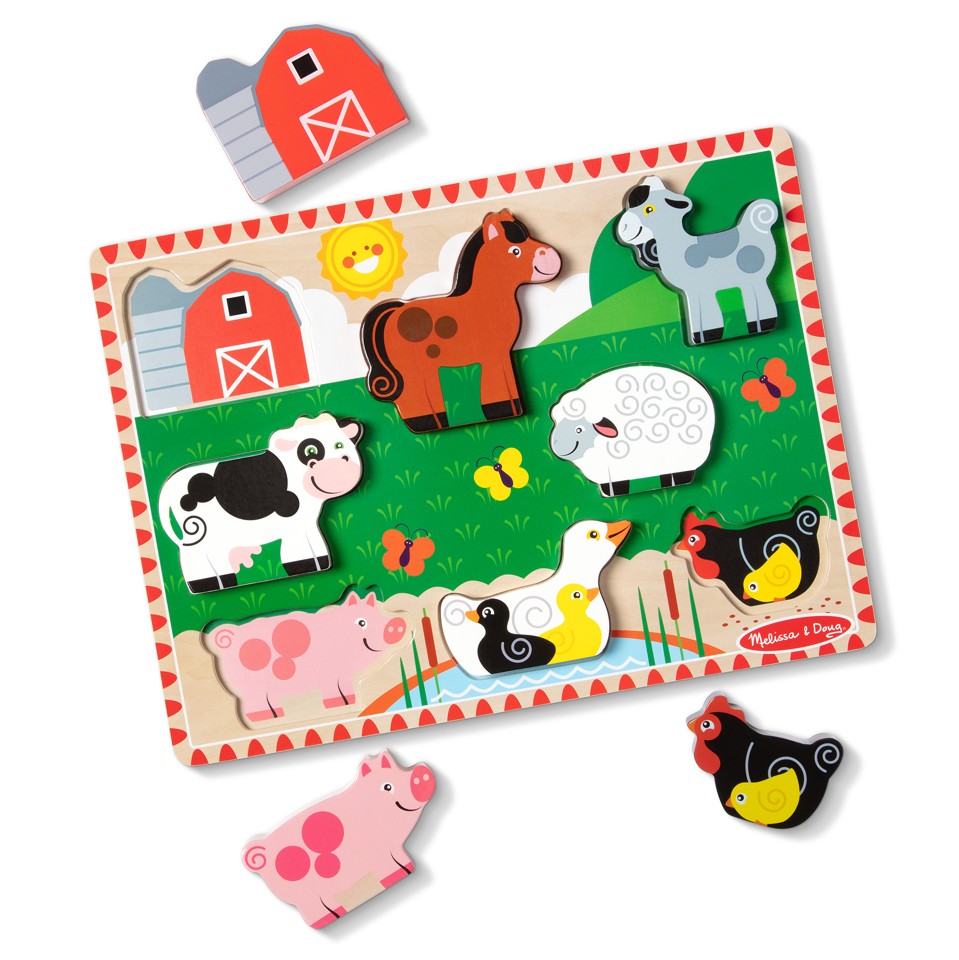 Melissa & Doug - Bondegårds Chunky Puslespil (8 brikker)