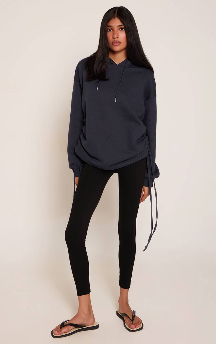 Bleu Marine Sweat À Casynthétiqueche Oversize Avec Fronces Latérales