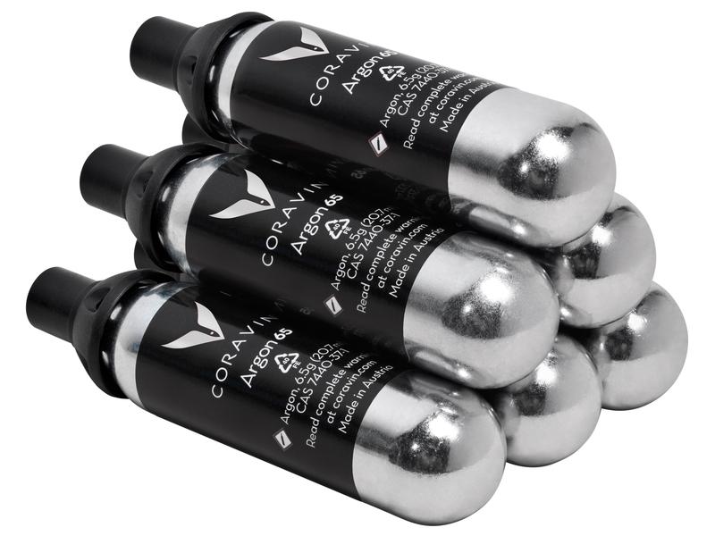 Coravin Patrone 6 Stück, Schwarz/Silber Geniessen Sie Wein jederzeit und aus jeder Flasche, ohne den Korken zu ziehen