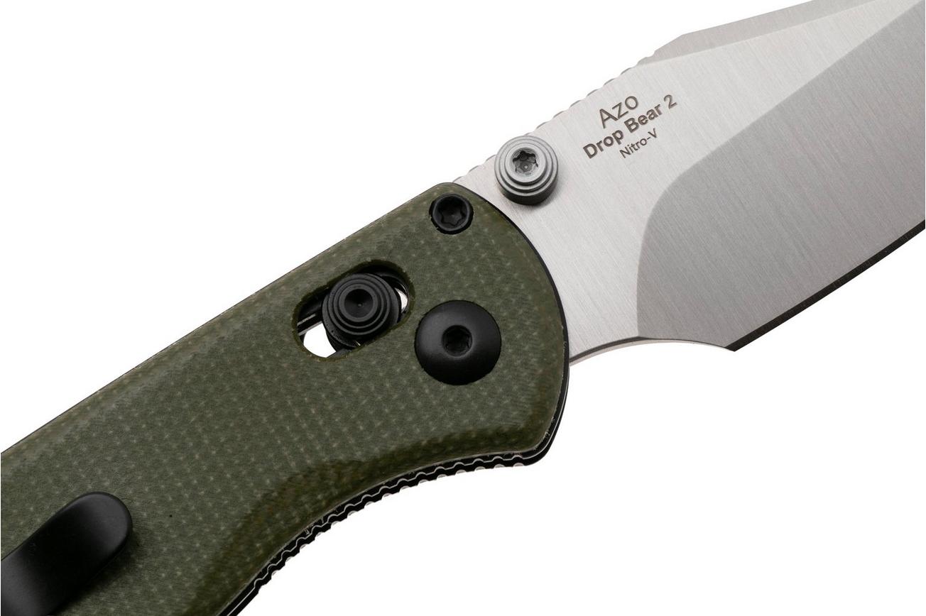 Kizer Vanguard Drop Bear 2, V3619-2KC1 Satin Nitro-V, Green Micarta, zakmes, Azo design
