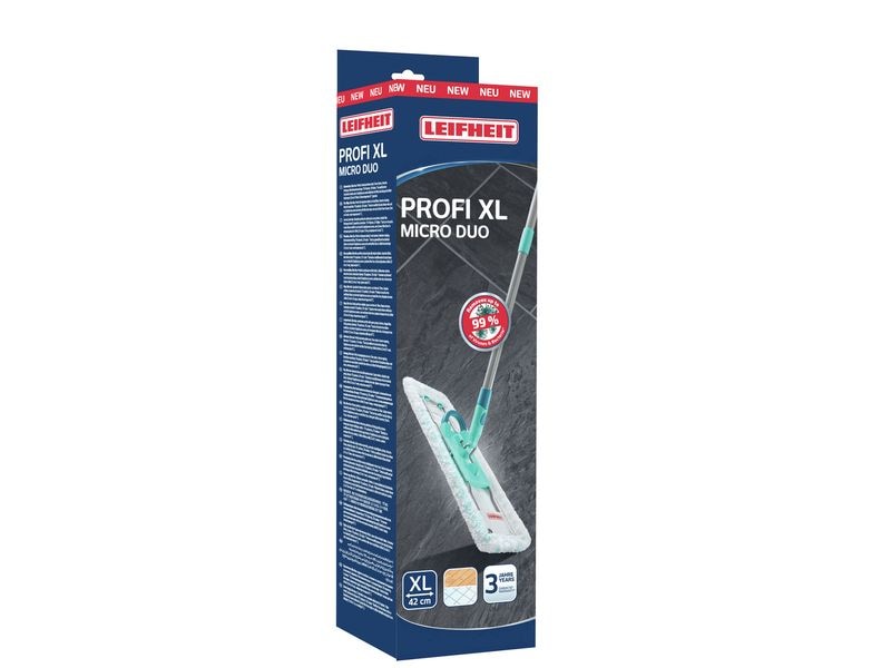 Leifheit Flachwischer Profi XL Micro Duo mit Aluminiumstiel Bodenwischer für alle glatten Böden