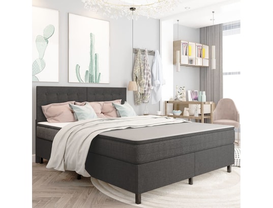 VIDAXL - Sommier 180 x 200 Sommier tapissier gris foncé tissu 180x200 cm