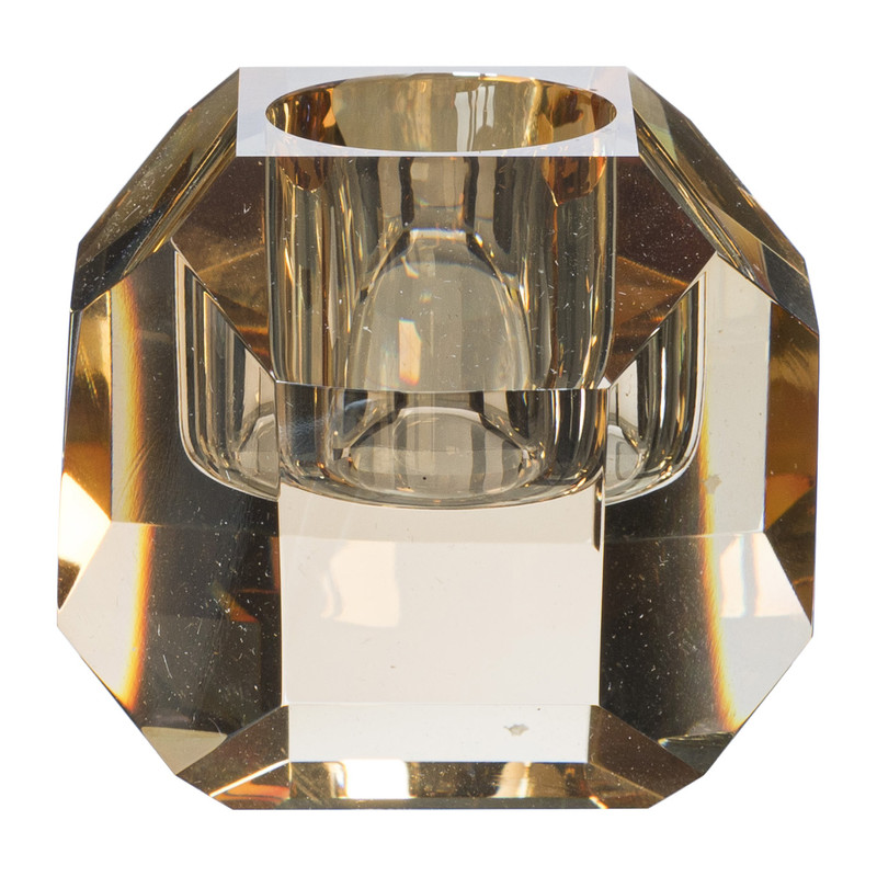 Dinerkaarshouder kristal - licht bruin- ø5x4.5 cm
