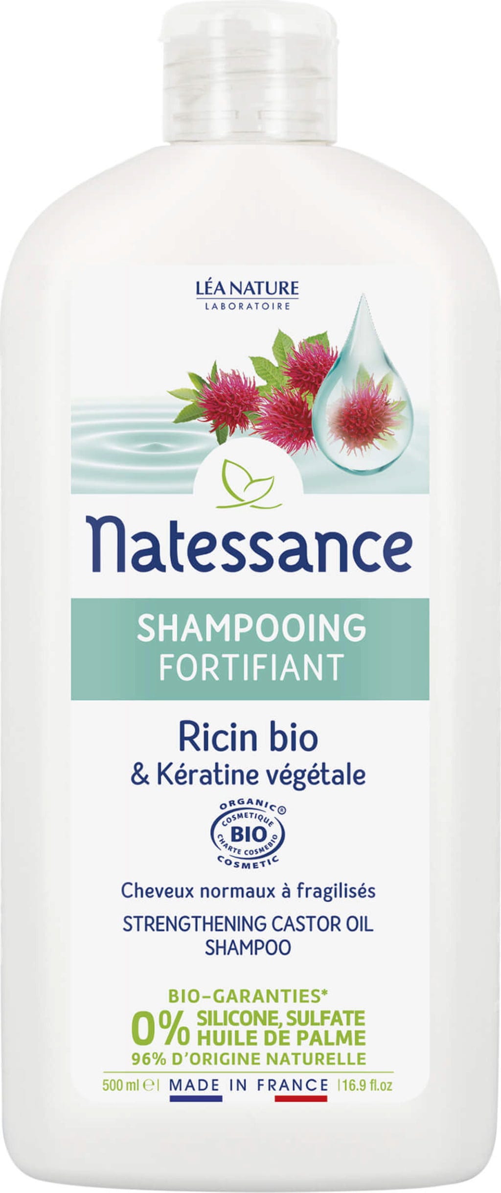 Natessance  Stärkendes Shampoo Rizinus & Keratin, 500 ml