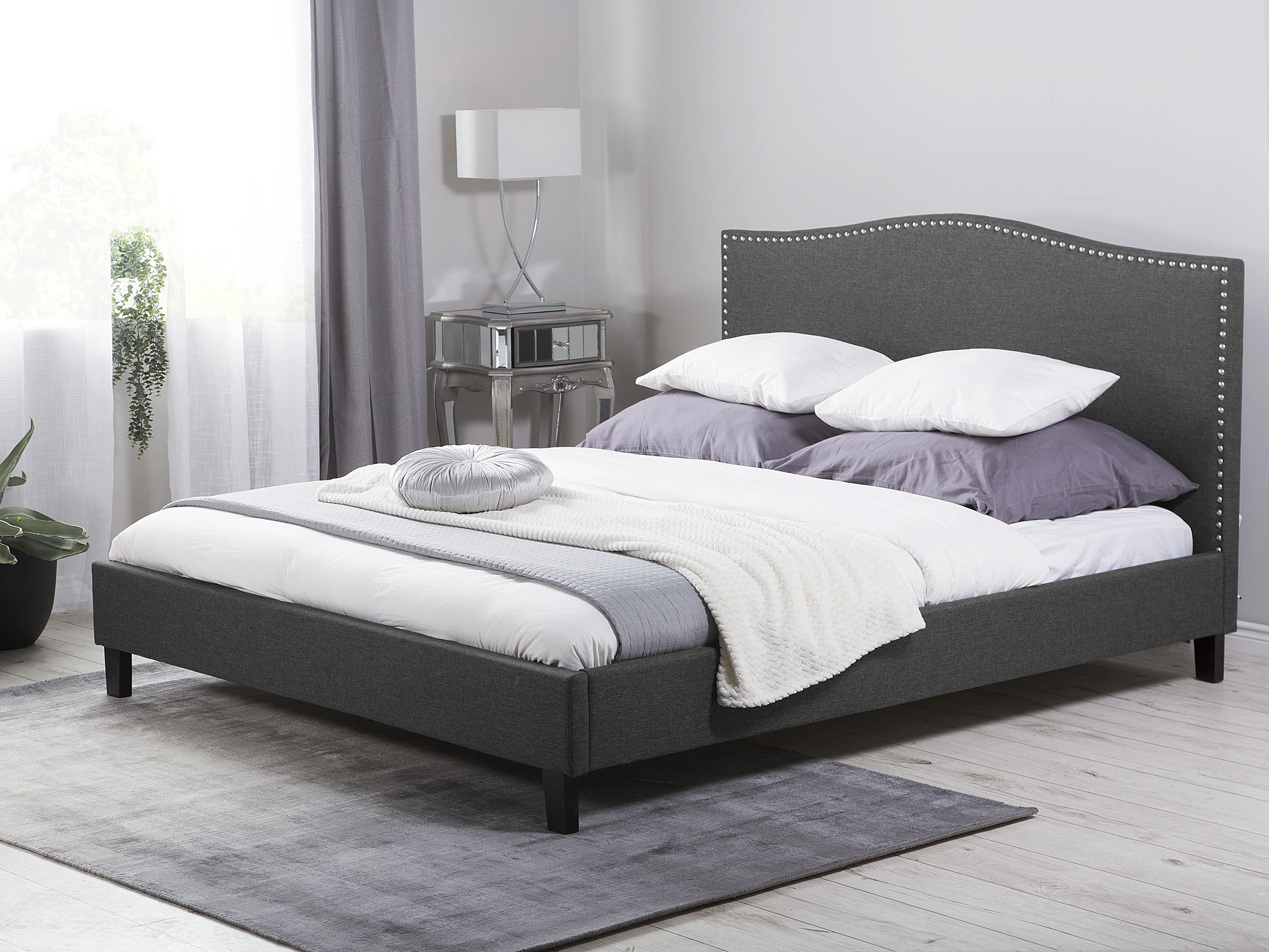Bed Stof MONTPELLIER 180 x 200 cm Donkergrijs