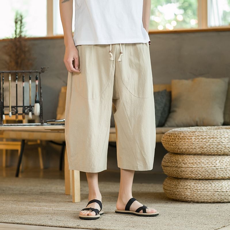 YIKES - Capri-broek met trekkoord in de taille en wijde pijpen