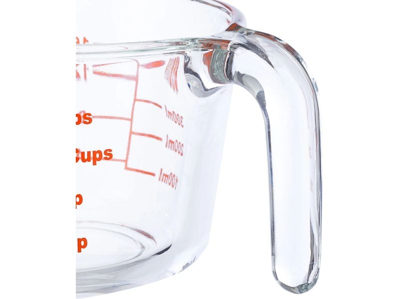 relaxdays Messbecher 500 ml, Rot/Transparent Glasmessbecher