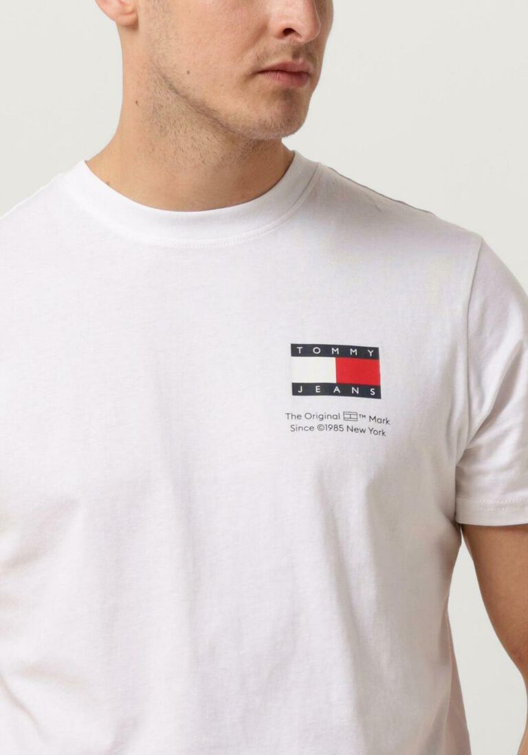 TOMMY JEANS witte tommy jeans t-shirt tjm slim essential flag tee