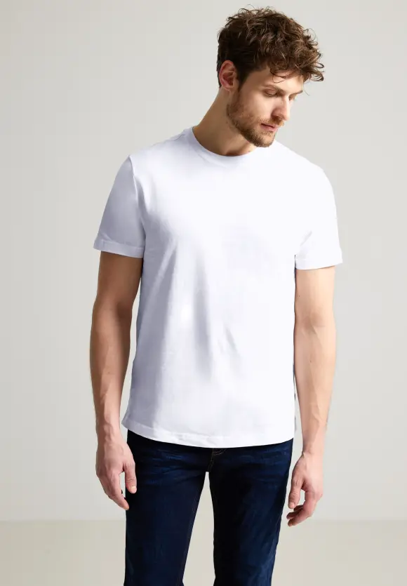 Basic T-Shirt in Unifarbe - White