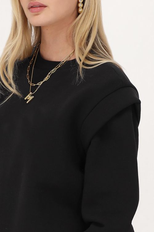 Zwarte sweaterjurk met schoudervulling