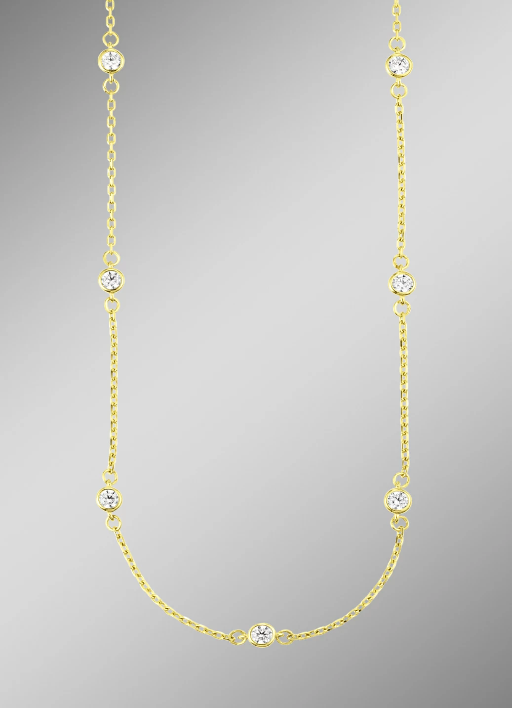 Schicke Anker-Halskette aus Gold 585/- fein mit synth. Zirkonia