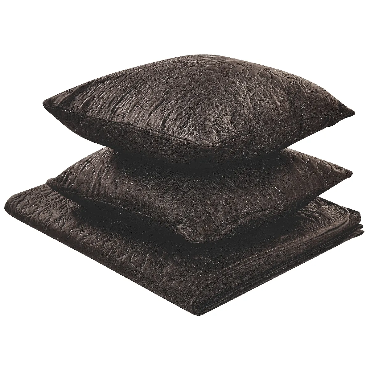 Beliani Couvre-lits avec Coussins RAYEN Marron