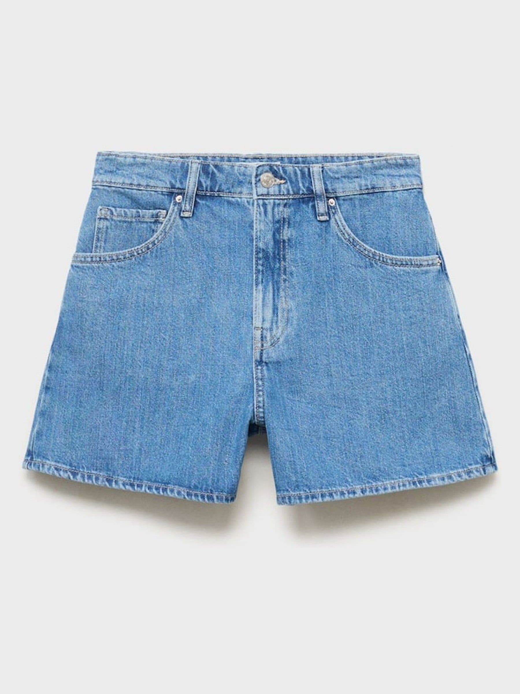 Mango High Waist Straight Denim Shorts