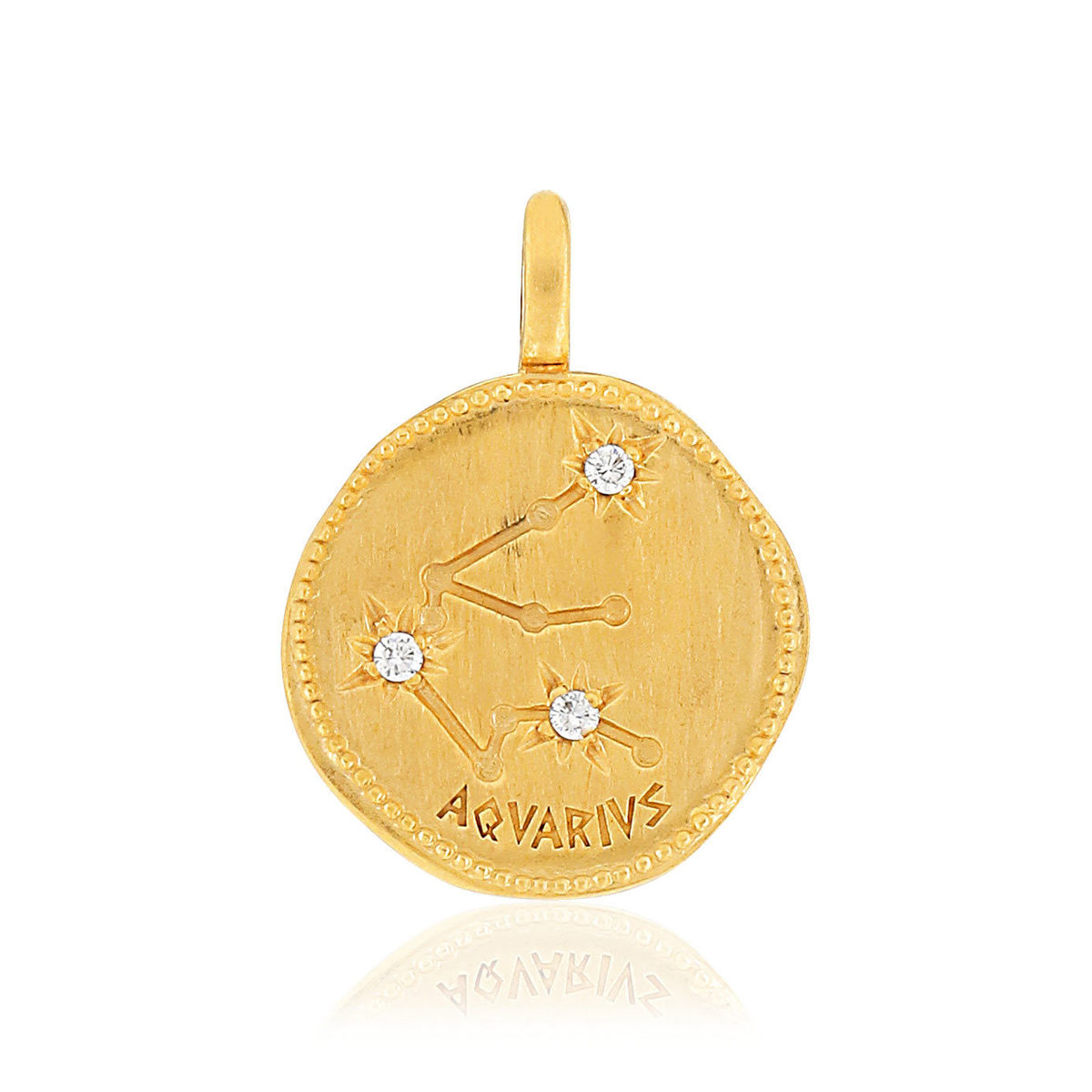 Pendentif plaqué or mat constellation zodiaque verseau zirconias