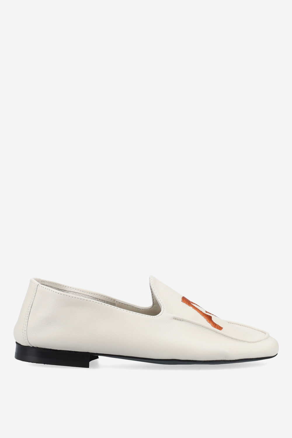 Logo embroidered leather loafers