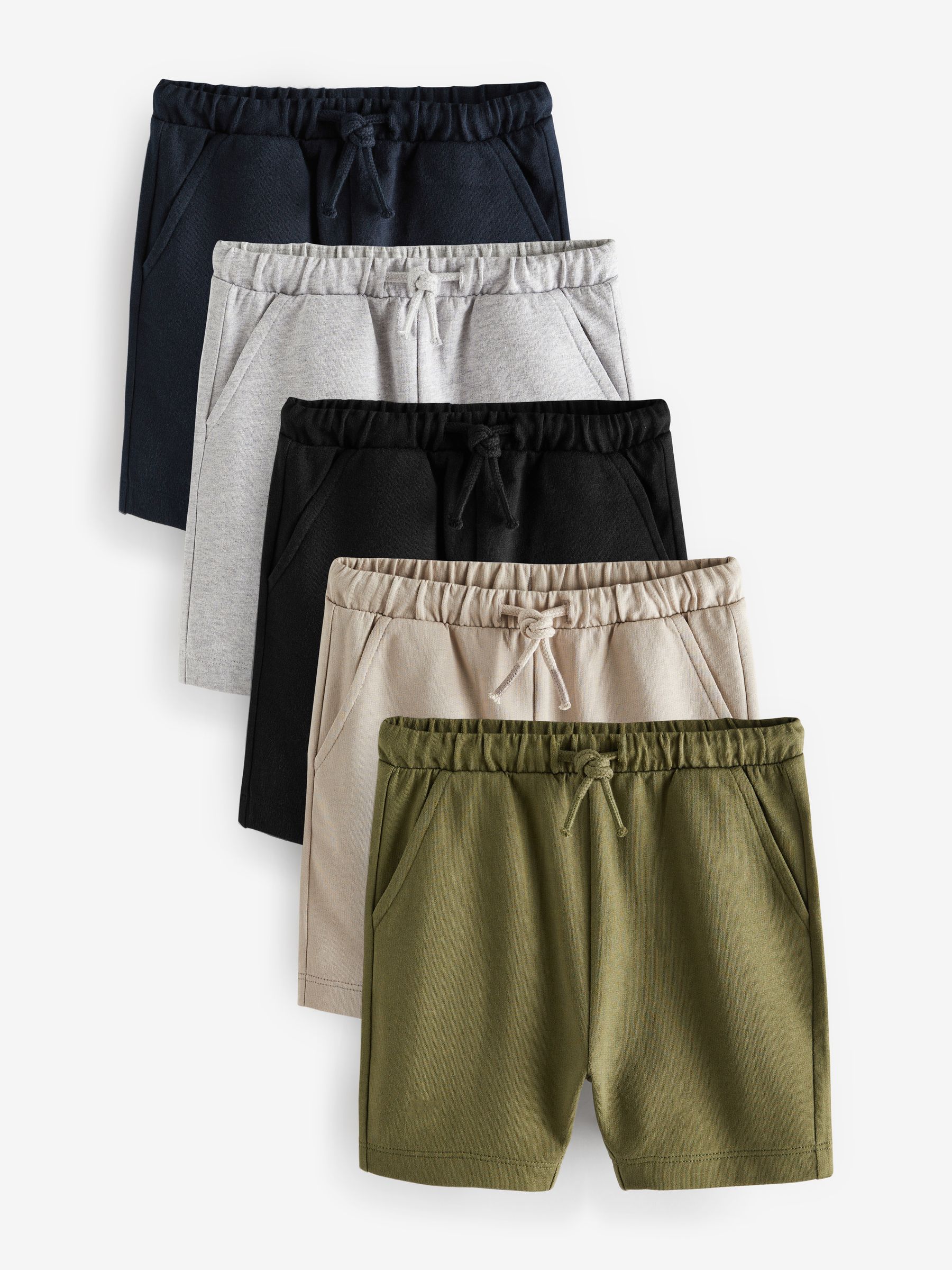 Kakigroen/grijs/zwart - Verpakking van 5 jersey shorts (3mnd -7jr)