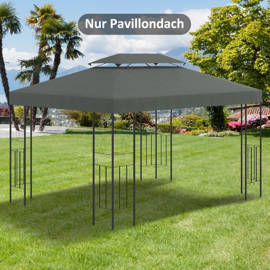 Outsunny Pavillondach für 3 x 4 m Grundflächen grau