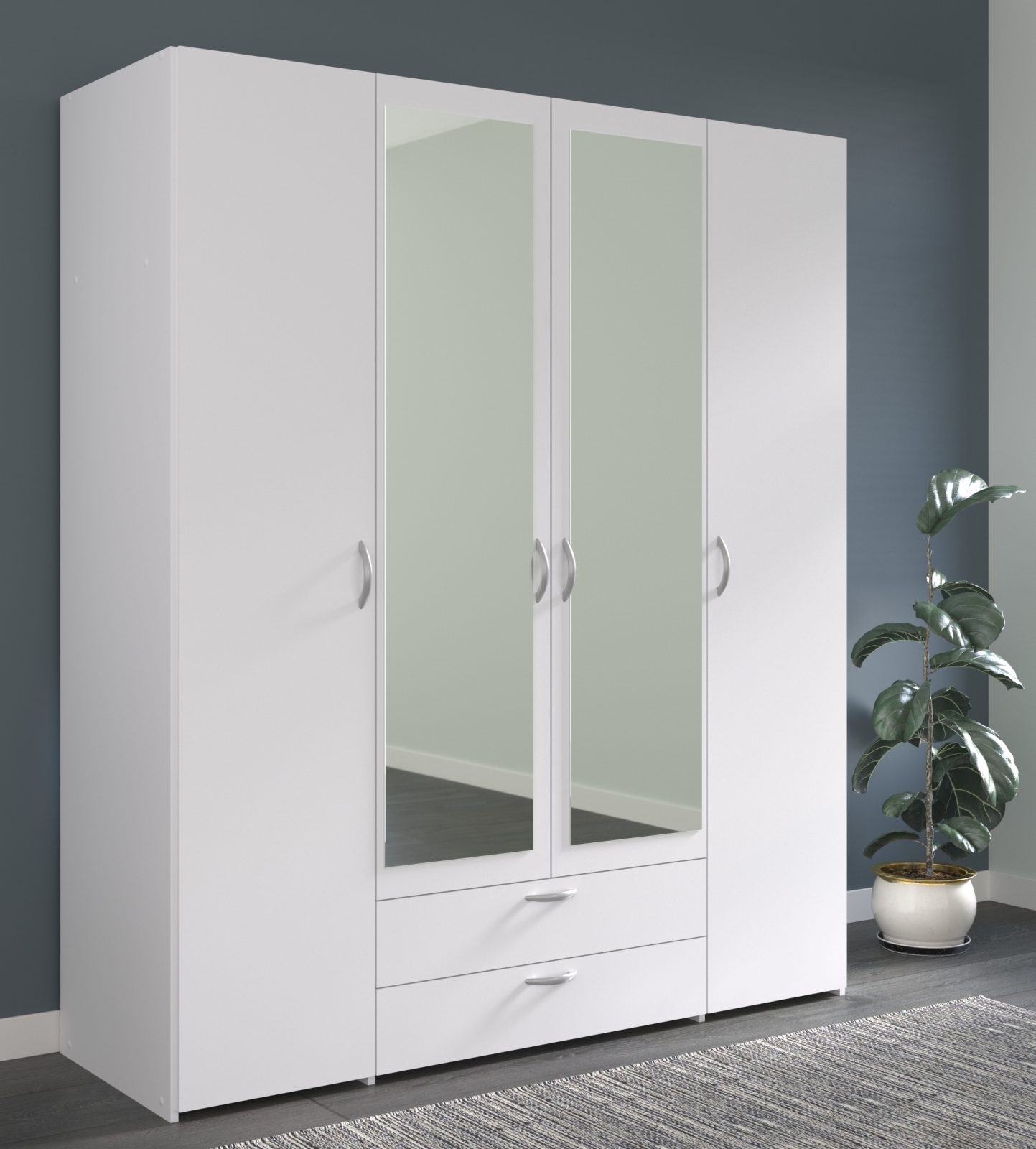 Kleiderschrank DAILY 3 - weiß - 4-türig - 160 cm breit
