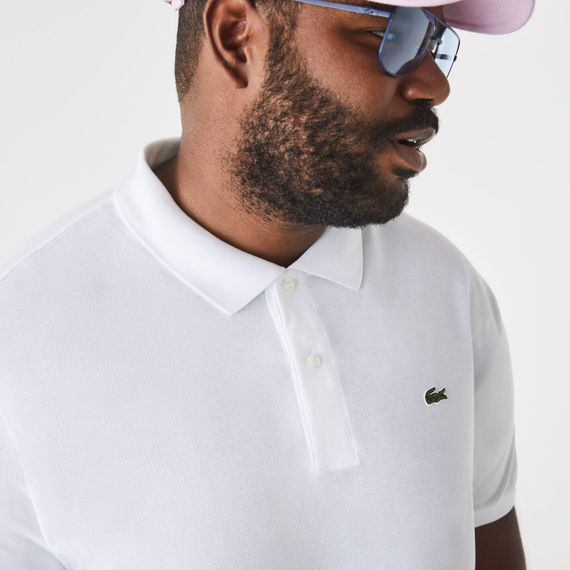 Polo homme Lacoste en petit piqué de coton uni - Grande taille - Big Manches Courtes - Blanc - Lacoste - Homme
