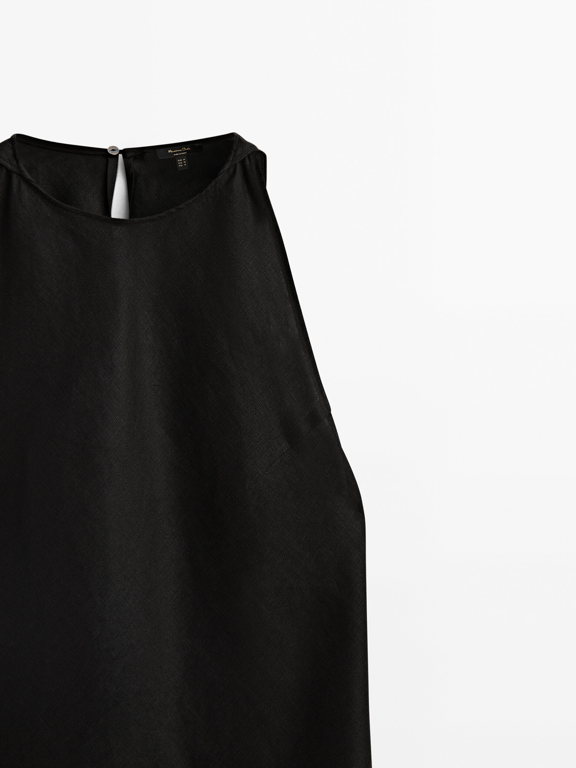 Vestido de linho com decote halter - PRETO