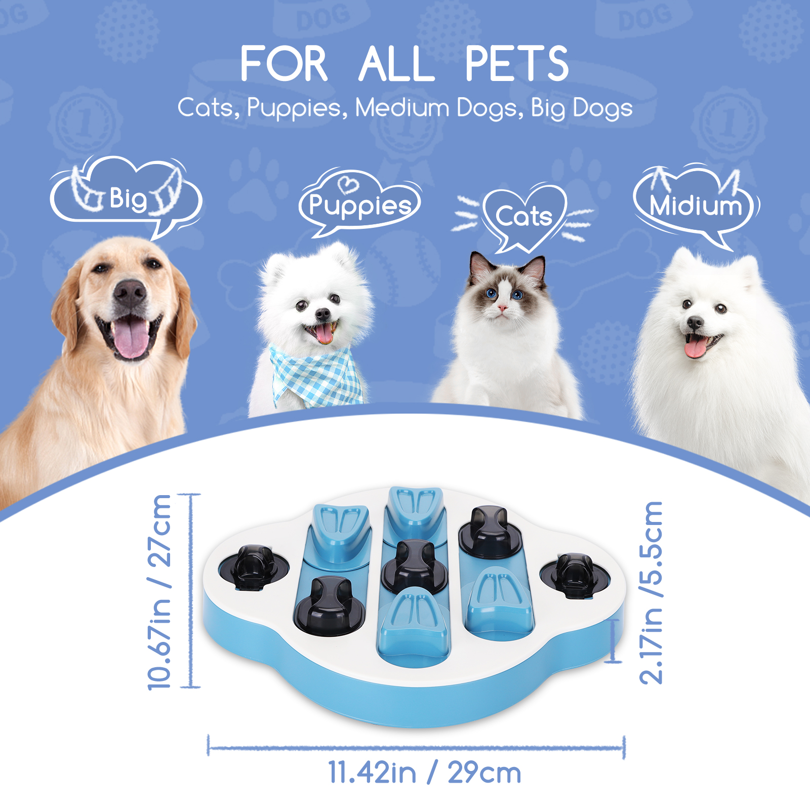 Brinquedos interativos Nobleza para cães, com dispensador de recompensas e superfície antiderrapante, para estimular o QI.