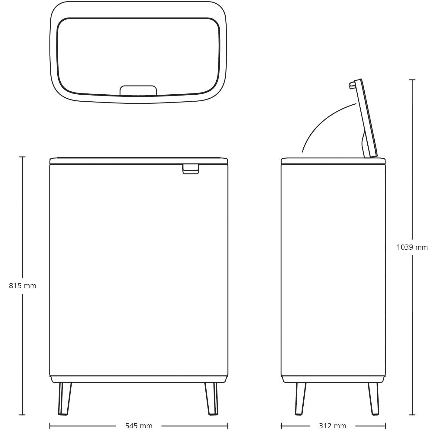 Brabantia Bo Touch Bin Hi Afvalemmer 2 x 30 L - Wit