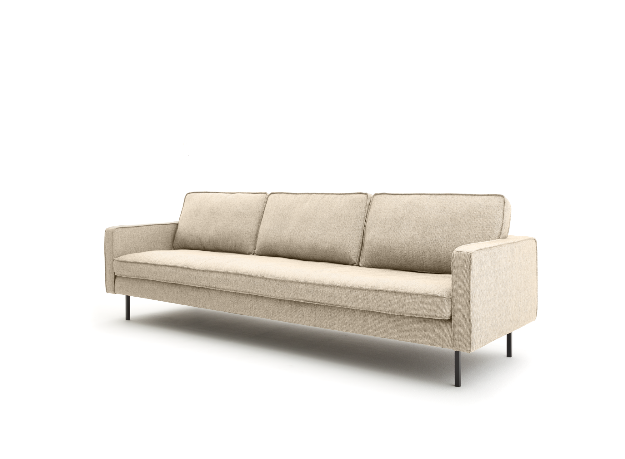 Loods 5 Design 4-zitsbank Slimm Stof Outside 4 Zits - 245 cm | Solution Beige 05 | Poten: Zwart